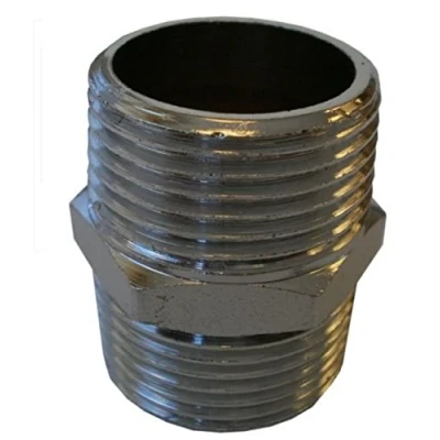 Image of 1/2&quot; Chrome Plated Brass Threaded Hexagon Nipple