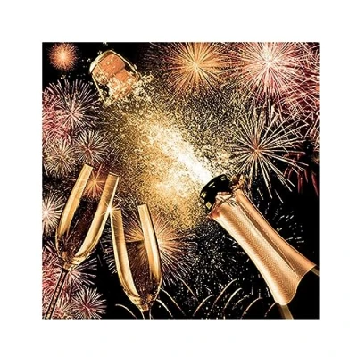 Image of 20 Pack Firework Napkins 3 Ply Paper Ambiente Bonfire Christmas New Year Tableware Serviettes 16.5cm x