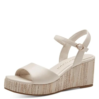 Image of MARCO TOZZI Women&#039;s 2 28389 42 Heeled Sandal, Cream, 6.5