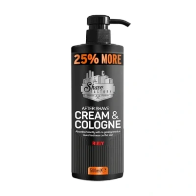 Image of The Shave Factory After Cream &amp; Cologne Ruby 2in1 500ml 25% MORE For Professional Barbers/Hairdressers and Traditional Shaving Enthusiasts (Golden, 500ml)