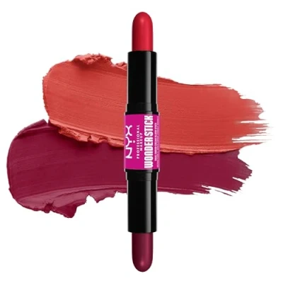 Image of NYX Professional Makeup Blush, With Hyaluronic Acid, Hydrates, Blendable Texture, Vegan, Wonder Stick, Bright Amber + Fuschia