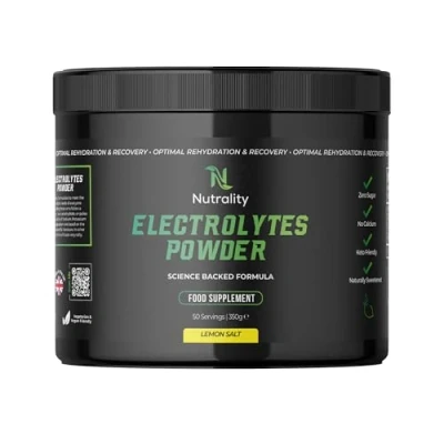 Image of Nutrality Electrolytes Food Supplement Powder 1000mg Sodium 350g 50 Servings, No Sugar, Magnesium Keto Electrolyte Hydration Powder, Recovery, Calcium, Paleo Hydration, Gym Vegan Lemon Salt