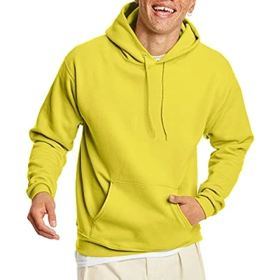 Image of Hanes Men&#039;s EcoSmart Hoodie, Midweight Fleece, Pullover Hooded Sweatshirt, Yellow, XL