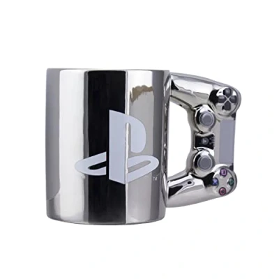 Image of Paladone PlayStation DS4 Silver Controller Mug, Ceramic Coffee Mug for Gamers, 550 ml, Multicolored, PP9388PS