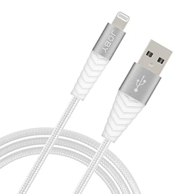 Image of JOBY USB Lightning Cable, Charging and Synchronization 1.2m Length, White, Compatible with iPhone, iPad iPod, MFi Certified, A to Cable
