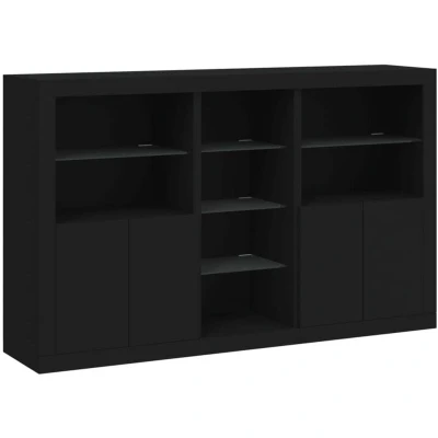 Image of Sideboard with led Lights Black 162x37x100 cm Vidaxl