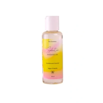 Image of Ann Summers Seductive Massage Oil Sandalwood Scent 100ml Natural Sensuality for Intimate Moments Miniature Flavoured Vegan &amp; Moisturising Formula