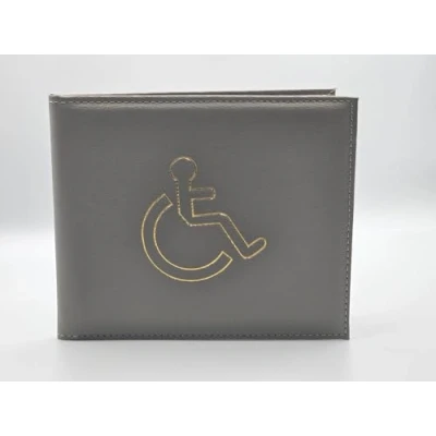 Image of AlezyB 1x Grey Disabled Badge Holder, PU Leather Wallet Protector Parking Permit Cover Holder