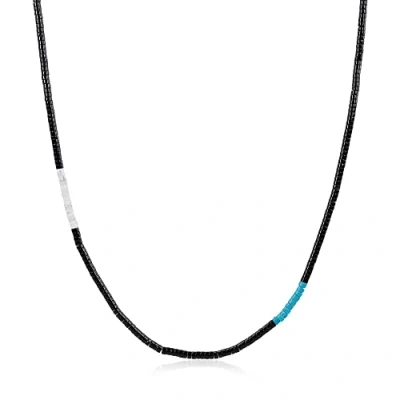 Image of COAI Mens Womens Heishi Onyx Black Agate Stone Beaded Necklace