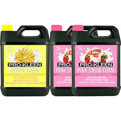 Image of Pro Kleen 1 x Banana milkshake YELLOW Snow Foam 2 Strawberry PINK with Wax Super Thick &amp; Non Caustic Extremely Powerful Easy To Use