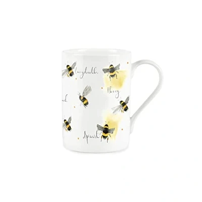 Image of Purely Home Bee Lover Mug Bees Jargon Fine Bone China Style White Plants Coffee/Tea Present Gift