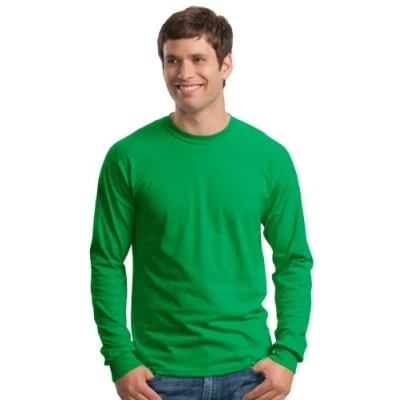 Image of Gildan Mens Plain Crew Neck Ultra Cotton Long Sleeve T Shirt (XL) (Irish Green)