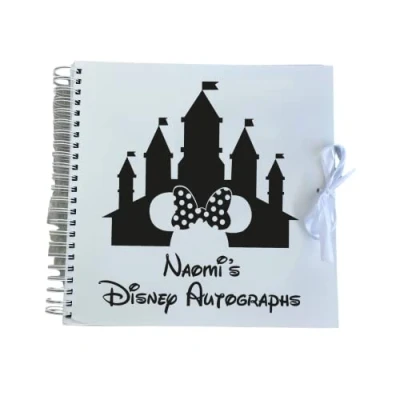 Image of Personalised Disney Autographs Scrapbook, Mickey Minnie Mouse Holiday Memory Book Keepsake Gift (Minnie Mouse)