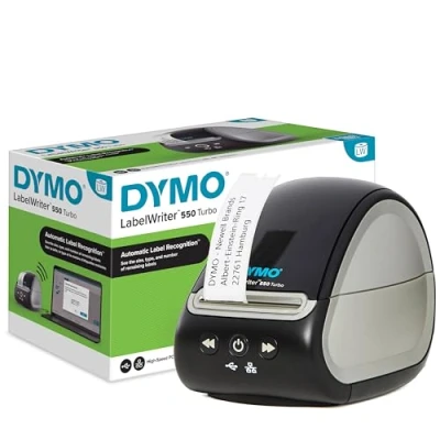 Image of DYMO LabelWriter 550 Turbo Label Printer Maker with High Speed Direct Thermal Printing Automatic Recognition Prints Shipping Labels &amp; More USB/LAN Connectivity UK 3 Pin Plug