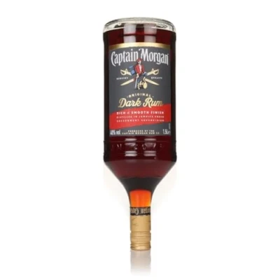 Image of Captain Morgan Dark Rum 40% vol 1.5L Aged Rich Caramel &amp; Vanilla Notes Complex Flavour for Drinks or a Cocktail Caribbean Blended from 5 Rums