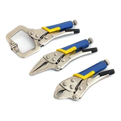 Image of 3 Piece Mini Adjustable Locking Mole Grip Pliers &amp; Welding C Clamp Set