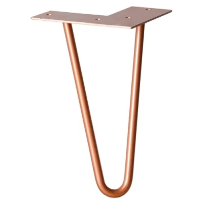 Image of WAGNER furniture leg/table leg/furniture foot HAIRPIN leg retro style steel powder coated copper, 12 x 20 cm, conical/sloping, with integrated screw on plate 12822401