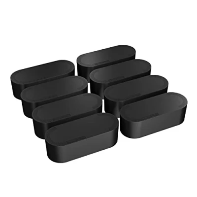Image of D Line Cable Tidy Box 8 Pack, Hide &amp; Conceal Extension Blocks, Organize Electrical Cables, Made from Robust Electrically Safe ABS Material 415mm (L) x 165mm (W) 135mm (H) Large, Black