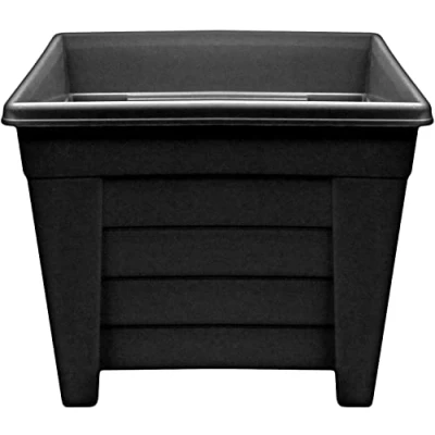 Image of Optimal Products Long Trough/Oval/Square Plant Pot Plastic Planter Indoor Home Outdoor Garden Window Herb Flower Box (38cm Square Ebony, 1)