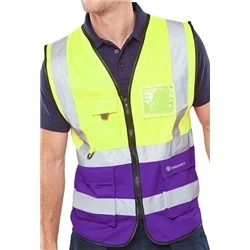 Image of Two Tone Executive Waistcoat Saturn Yellow / Purple Large