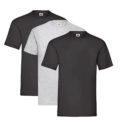Image of Fruit of the Loom Valueweight T Shirt Various Colour Sets S M L XL XXL 3XL 4XL 5XL, 2 x black + 1 grey note pad,