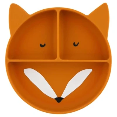 Image of Trixie Baby 96 4XX Silicone Plate with Suction Cup and Compartments for Babies Children (Mr. Fox (Fox)),