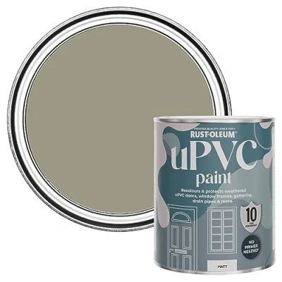 Image of Rust Oleum Green uPVC Door and Window Paint in Matt Finish Grounded 750ml