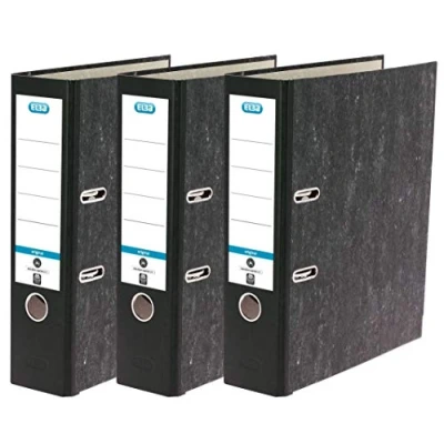 Image of Elba Smart Original Cloud Marble A4 Folder 8 cm Wide Black (Pack of 3)