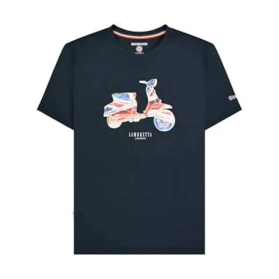 Image of Lambretta Mens Union Jack Scooter Crew Neck T Shirt Navy Size XX Large