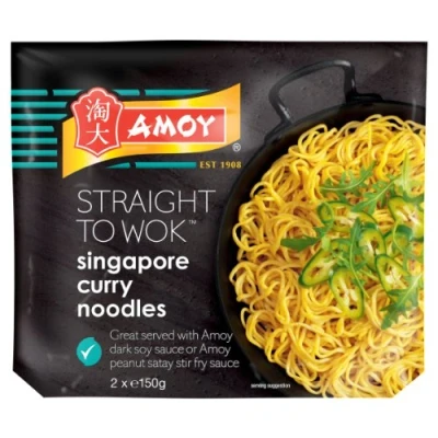 Image of Amoy Straight to Wok Singapore Curry Noodles, 2 x 150 g (Pack of 6)