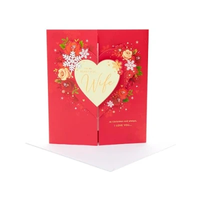 Image of UK Greetings Christmas Card for Wife Beautiful Heart Design