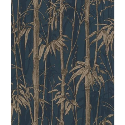 Image of Rasch paperhangings Non Woven Wallpaper (Botanical) Blue Golden 10,05 m x 0,53 Florentine III 484892