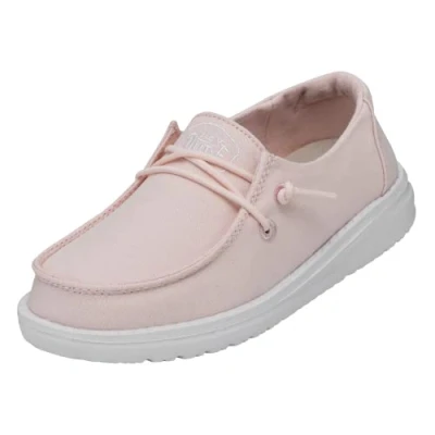 Image of Hey Dude Wendy Youth Slub Canvas Moc Toe Shoes, Pink, 12 UK Child
