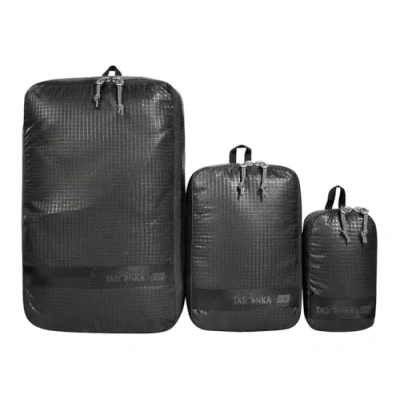Image of Tatonka Packing Cube Stuffsack Zip Set 3 Ultralight and Space Saving Bag with Pockets in Various Sizes (Black)