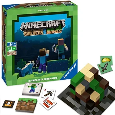Image of Ravensburger Minecraft Builders &amp; Biomes Strategy Board Game for Kids Adults Age 10 Years Up (Base Game) 2 to 4 Players Gifts Boys and Girls