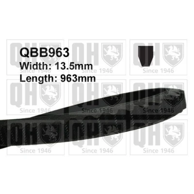 Image of 9952210958 V Belt QUINTON HAZELL QBB963 13mm 963mm MERCEDES BENZ: SL Convertible, S Class Saloon, Coupe, TOYOTA: Celica I Coupe