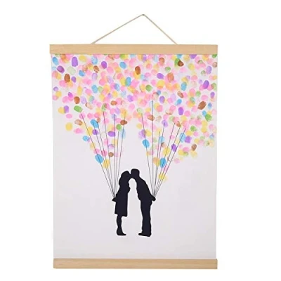 Image of ASHATA Magnet Wooden Poster Frame Set,(21cm/30cm/40cm/50cm) DIY Scroll Prints Artwork Wall Hanger for Posters, Prints, Photos, Fabric,etc(50cm)