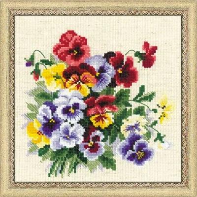 Image of RIOLIS Cross Stitch Kit 1516 Pansy Medley