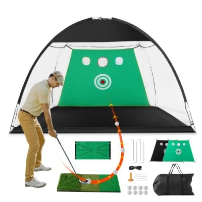 Image of VEVOR Golf Net, 10x7ft All in 1 Practice Indoor Outdoor Home Swing Training, Hitting Aid Net with Target/Turf Mats/Balls/Tee/Golf Club/Bag, for Backyard Driving Chipping, Gift Men