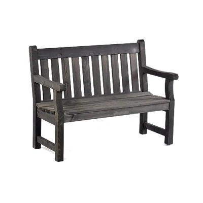 Image of BrackenStyle Darwin 120cm 2 Seat Bench Scandinavian Pine Park and Garden (Dark Grey)