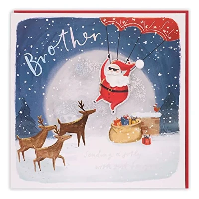 Image of Clintons: Santa Parachuting in for Xmas with Reindeer, Christmas Card Brother, Brother Card, Multi Colour, 192 x 192, 1169253