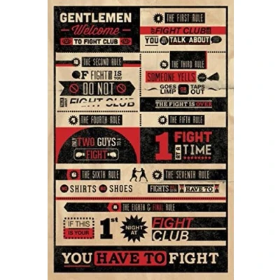 Image of Pyramid America Fight Club Rules Typography Cool Wall Decor Art Print Poster 60x90