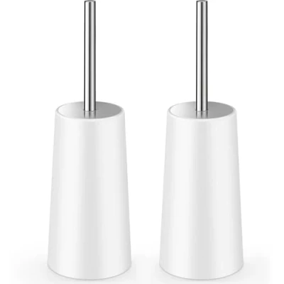 Image of IXO Toilet Brush and Holder, 2 Pack with 304 Stainless Steel Long Handle, Bowl for Bathroom Ergonomic, Elegant, Durable(Upgraded)