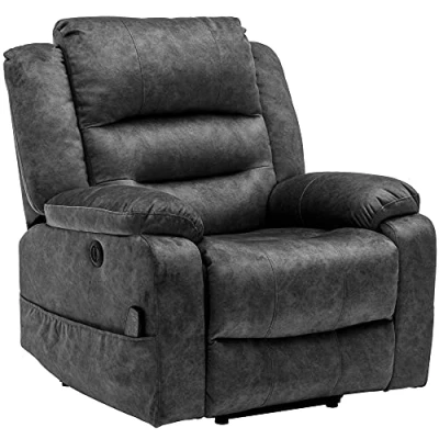 Image of BTM Newly Upgraded Electric Lift Recliner Chair with USB Port and Padded Seat, Modern Upholstered Reclining Massage Armchair Heat Vibration for Elderly Home Living Room (Dark Grey)