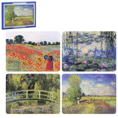 Image of The Leonardo Collection Table Place Mats Set of 4 Non Slip Washable For Dining Designed By Claude Monet Printed Designer Placemats