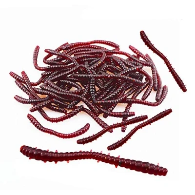 Image of Senven FISHING_HOOK Artificial Earthworms, 100Pcs Biomimetic Soft Silicone Worm Lures Green Environment Strong Temptation Bait Fake RedWorms, 60 x 5mm, 0.7g/Pc