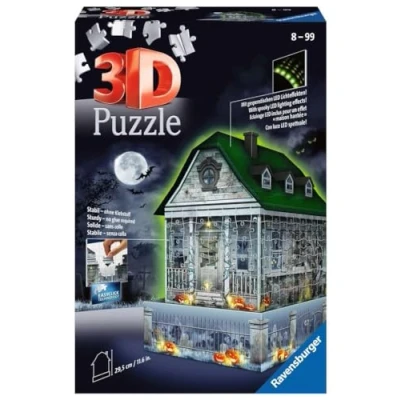 Image of Ravensburger 3D Puzzle Gruselhaus bei Nacht 11254 216 Teile für Halloween Fans ab 8 Jahren: Erlebe Puzzeln in der 3. Dimension