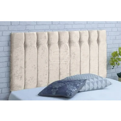 Image of Gallop Sleep Diana Crush Headboard in Velvet for Divan Bed with Diamante Buttons (Cream, Single 3 FEET, Height 24 INCHES)