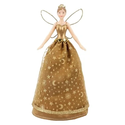 Image of Gisela Graham Resin and Fabric Gold 18 Centimetre Celestial Tree Top Fary