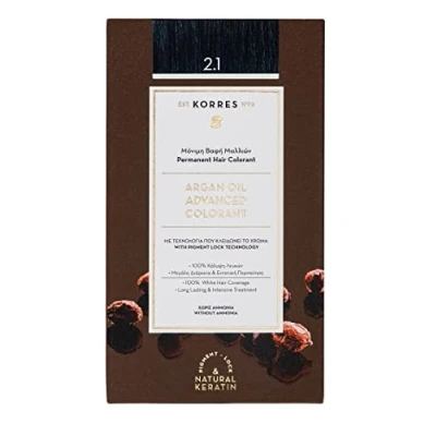 Image of Korres Argan Oil Advanced Colour 2.1 Blue Black
